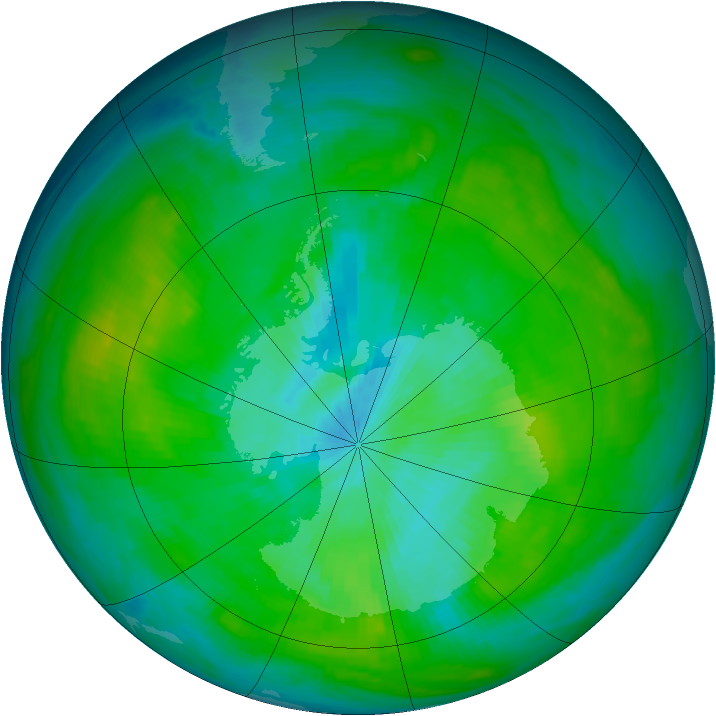 Antarctic ozone map for 18 February 1980